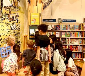 Children gathered for storytime in bookstore
